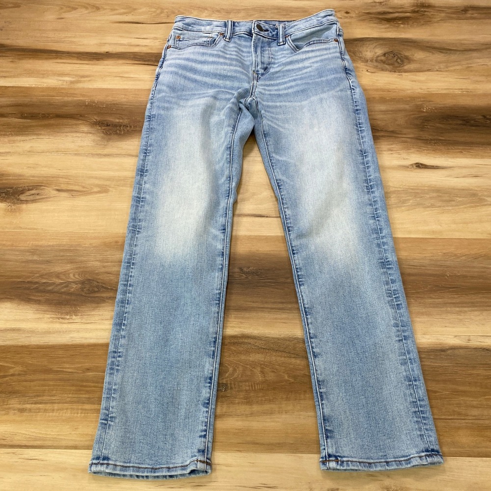American Eagle Slim Straight Jeans 30x30 Airflex+ Cotton Blend Light Wash Blue